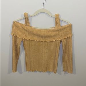 Off the shoulder yellow sweater